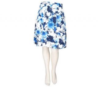 Dialogue Floral Print Cotton Sateen Skirt —