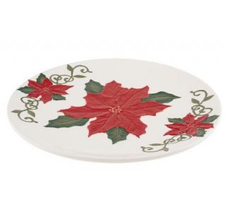 RSVP 12 Round Handpainted Poinsettia Platter —