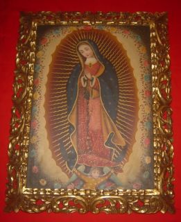  INCREDIBLE OIL PAINTING CANVAS VIRGIN OF GUADALUPE MEXICAN COLONIA