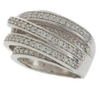 Diamonique Sterling or 14K Gold Clad Wrap Design Ring —