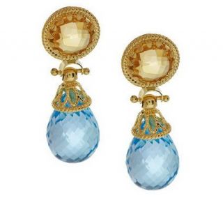 Arte d Oro Briolette Gemstone Drop Earrings 18K Gold —