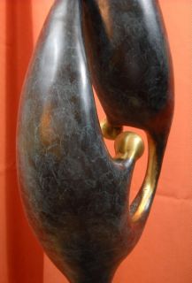 Contemporary Abstract Peace Symbol Brass Statue Sculpture Art Deco