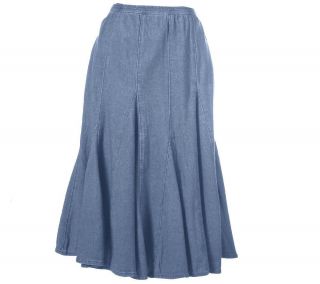 Denim & Co. Stretch Denim Flared Skirt w/ Seam Detail —