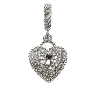 Judith Ripka Sterling 3/8 cttw Diamonique PaveHeart Charm —