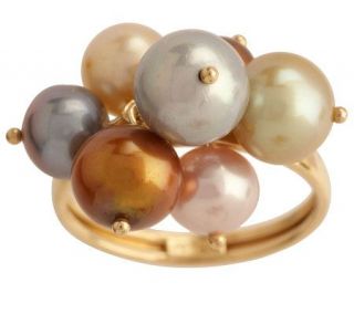Multi color Cultured FreshwaterPearl Dangle Ring 14K Gold —