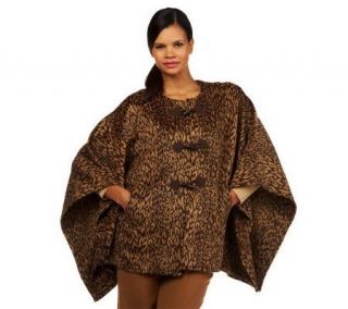 Isaac Mizrahi Live Leopard Blanket Coat with Toggles   A225646