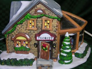 SANTAS WORKBENCH COLLECTION COTTAGE HILL FLORIST LIGHTED HOUSE