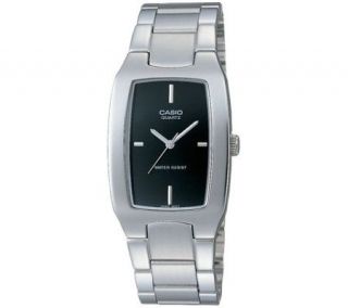 Casio Mens Silvertone Black Dial Analog Bracelet Watch   J106947