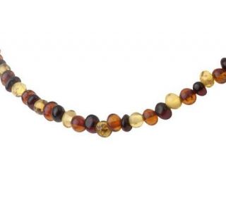 Baltic Amber Sterling 24 Free form Bead Necklace —