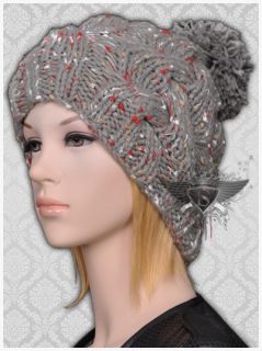 SH Khaki Light Gray Glamorous Knit Lady Beret Pompon Elastic Hat Cap