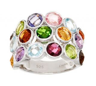 Bold 7.00 ct tw Multi gemstone Triple Row Sterling Band Ring