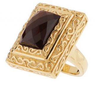 Bold Tigers Eye Etruscan Style Rectangular Ring, 14K Gold —