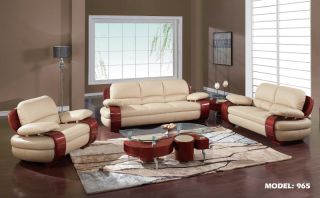 Barsa Leather Match   Modern set Sofa / Loveseat / Chair   Cappuccino