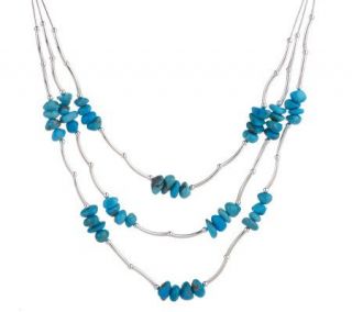 Sterling Castle Dome Turquoise Liquid Silver Necklace —