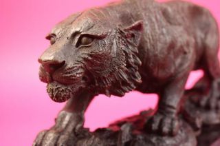 Signed Barye Cougar Lion Tiger Wild Animal Circus Cage Bronze