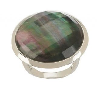 Honora Mother of Pearl Round Faceted Doublet Sterling Ring —