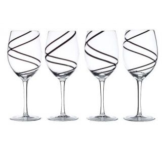 Luigi Bormioli Black Swirl 21 oz Goblet Glasses  Set of 4 —