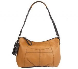 Tignanello Glove Leather Zip Top Shoulder Bag w/ Woven Straps