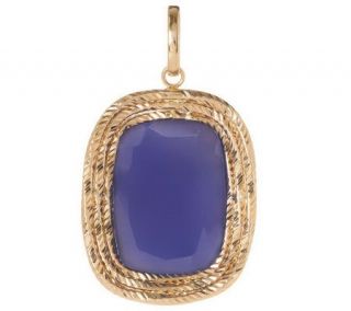 VicenzaGold Chalcedony Pendant with Textured Border 14K Gold