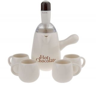 French Cafe Hot Chocolate Beverage Maker with Frother and 4 Mugs