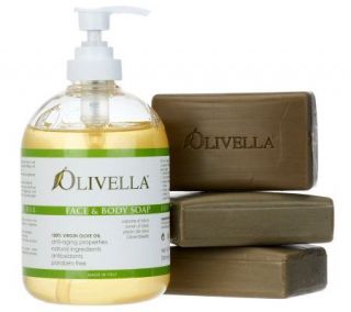 Olivella 100Virgin Olive Oil Liquid Soap & 3 Beauty Bars   A220251