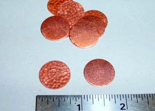 Solid Copper Hammered Disk Jewelry Findings 12 Pieces