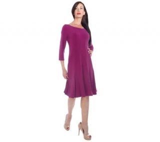 George Simonton Milky Knit 3/4 Sleeve Dress with Seam Detail   A212046