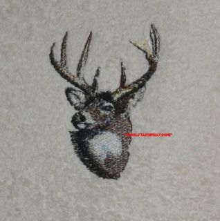 Buck Deer 2 Embroidered Bath Hand Towels by Susan