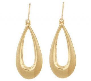 Satin Finish Teardrop Dangle Earrings 14K Yellow Gold —