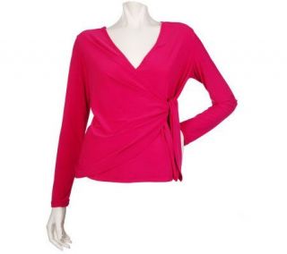 EffortlessStyle by Citiknits Stretch Jersey Long Sleeve Mock Wrap Top 