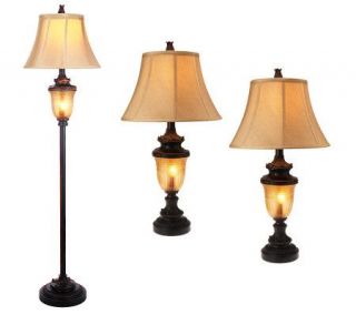 HomeReflections Set of Three Double Lit Urn Style Lamps —
