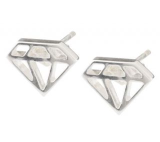 Sterling Diamond Shaped Silhouette Stud Earrings —