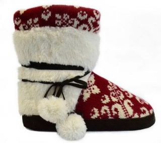 MUK LUKS Womens Classic Fur Wrapped Slipper Bootie Candy Apple
