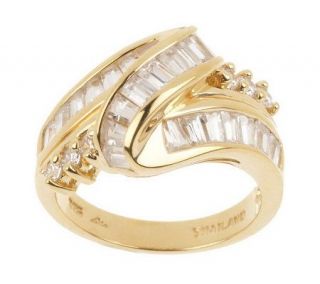 Diamonique Sterling or 14K Gold Clad Baguette Channel Ring —