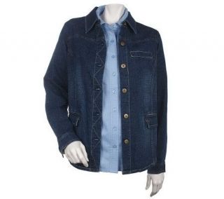 Denim & Co. Stretch Denim Jacket and Button Front Shirt —