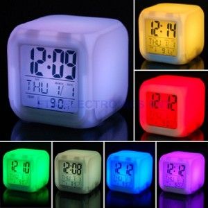 7LED Changing Color Change Digital Alarm Thermometer Clock with Date
