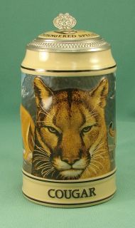 Budweiser Endangered Species Cougar Stein with Box COA CS253 Anheuser