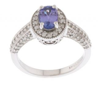 55 ct Tanzanite & 1/3cttw Diamond Ring, 14K White Gold —