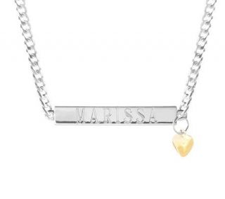 Basch Sterling Silver ID Necklace with 14KDangling Heart   J104555