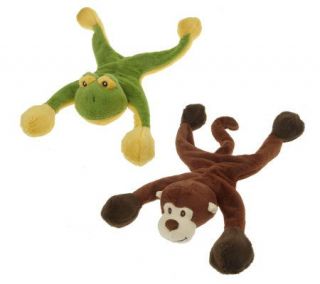 Set of 2 Squeaky Feet Flingers Plush & Rope Dog Toys   M23255