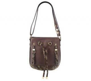 Makowsky Leather Crossbody Bag with Drawstring Accent —