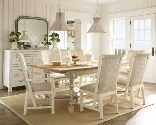  Country Cottage White Dining Room Table Chairs Set Furniture