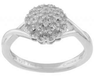 AffinityDiamond 1/4 ct tw Round &Baguette Cluster Ring, Sterling