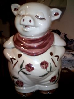  Vintage Shawnee Pig Cookie Jar with Flowers USA