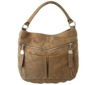 Makowsky Metallic Weave Leather Hobo with Front Pockets —