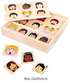 Wooden Emotion Matching Game Children Expression Autism Special Needs