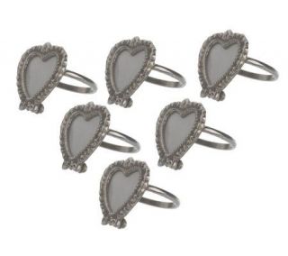Set of Six Heart Shaped Frame Napkin Rings by Valerie —