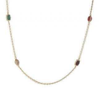 Jacqueline Kennedy Simulated Matrix Gemstone Long Necklace —