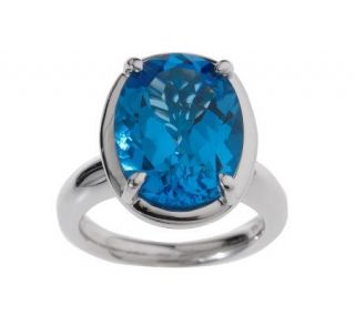 10.00 ct Oval Ostroblue Topaz Sterling Ring —