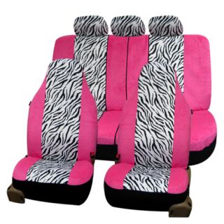 Pink Zebra Velour Car Seat Covers PINK WHITE 115